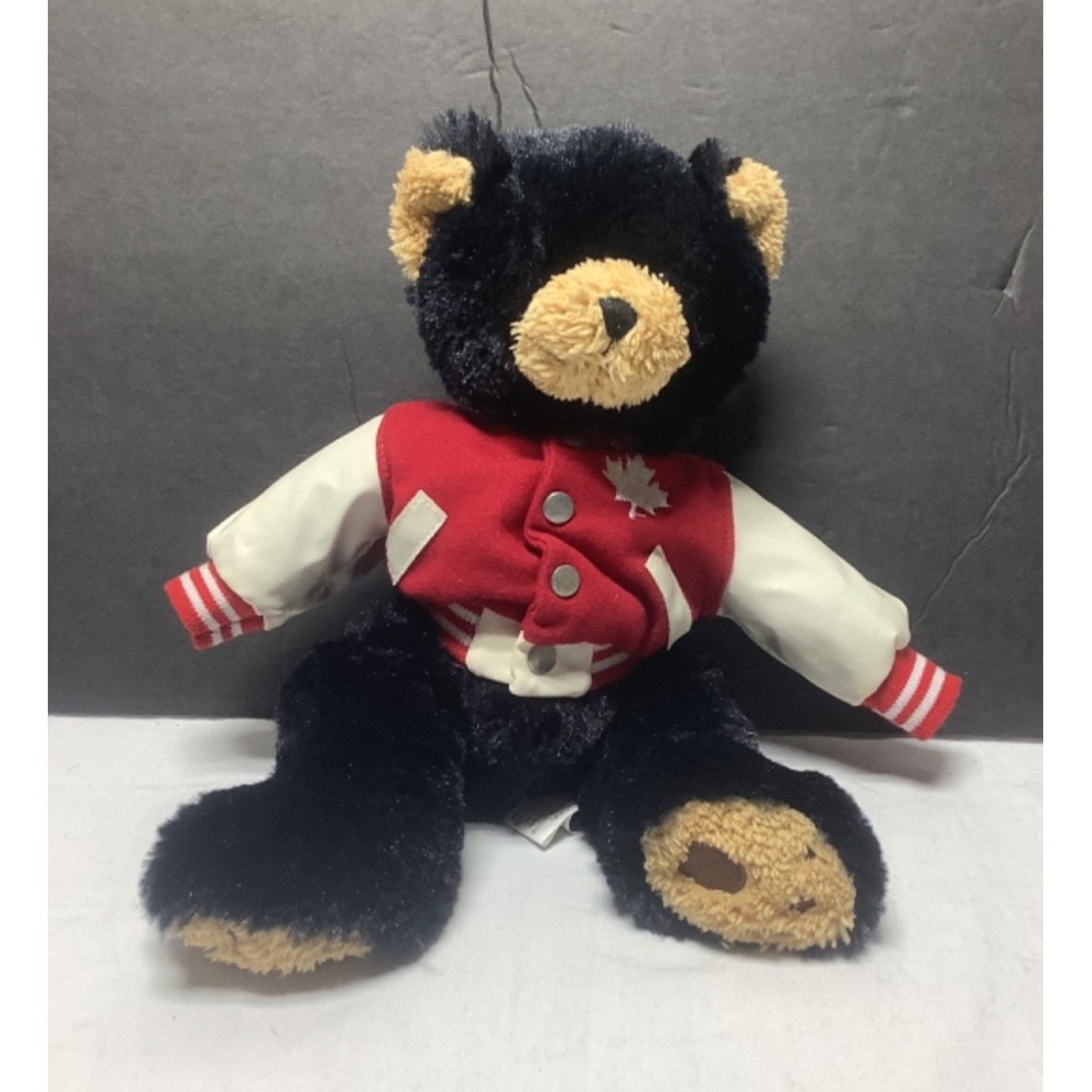 Creature Comforts Plush Toys Canada Black Bear Varsity Jacket 12" Cabin Decor